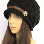 Black Slouchy knitted Hat Cap Beanie