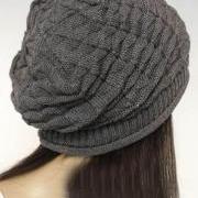 Grey Slouchy Knitted Hat