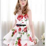 Belted Rosy Dress in White