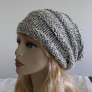 Slouchy woman handmade knitted hat oat clothing cap