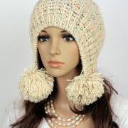 Slouchy woman handmade knitted hat clothing cap