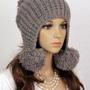 Slouchy woman handmade knitted hat clothing cap 