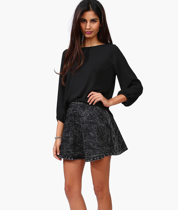 Casual Chiffon Blouses Top With Bow On Back In Black on Luulla