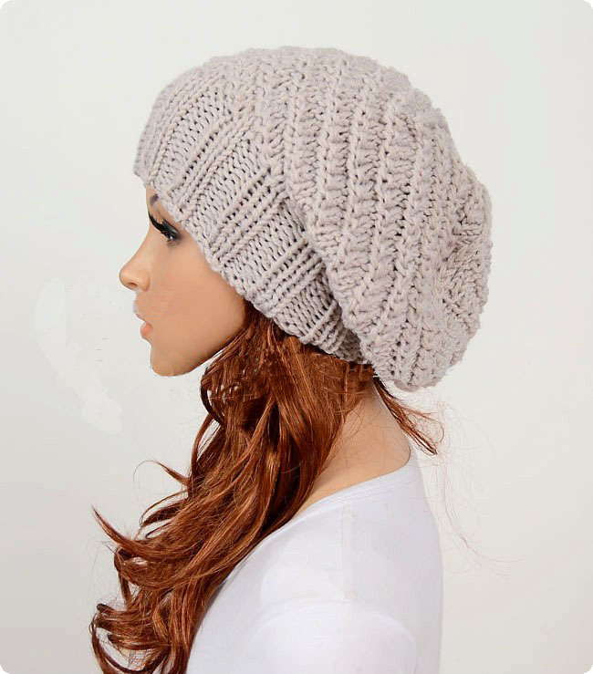 Slouchy Woman Handmade Knitted Hat Clothing Cap Beige On Luulla