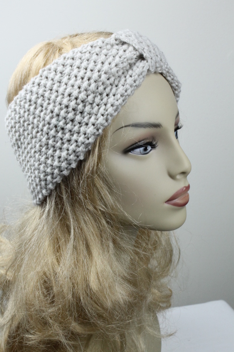 Woman Handmade Knitted Crochet Headband Head Warmer Hat Cap Beige on Luulla