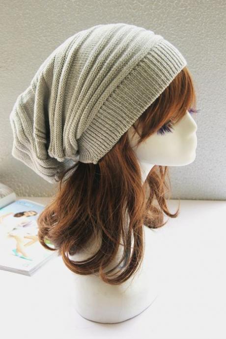 Beige Slouchy Knitted Hat Cap Bonnie