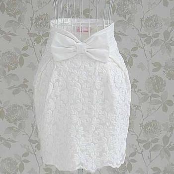 White Short Skirt With Bow