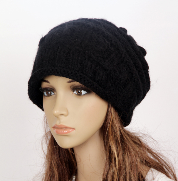 Slouchy Woman Handmade Knitted Hat Cap Black on Luulla
