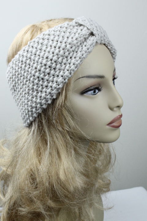 Woman Handmade Knitted Crochet Headband Head Warmer Hat Cap Beige on Luulla