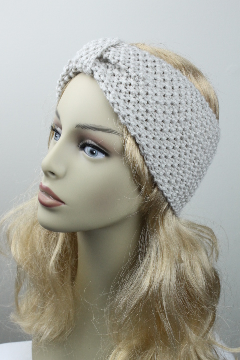 Woman Handmade Knitted Crochet Headband Head Warmer Hat Cap Beige on Luulla